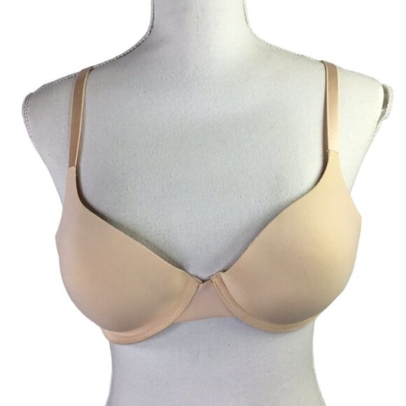 Adrienne Vittadini Studio 34C Nude Bra Push Up T Shirt Padded Underwire Multiway - Picture 1 of 7